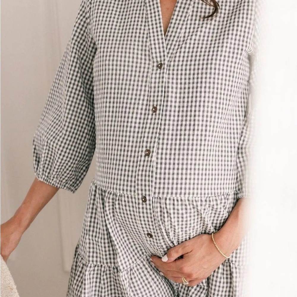 Petal & Pup Classic Gingham Button-Down Dress Size M/L - Picture 6 of 9